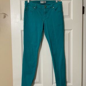Express Teal skinny jeans